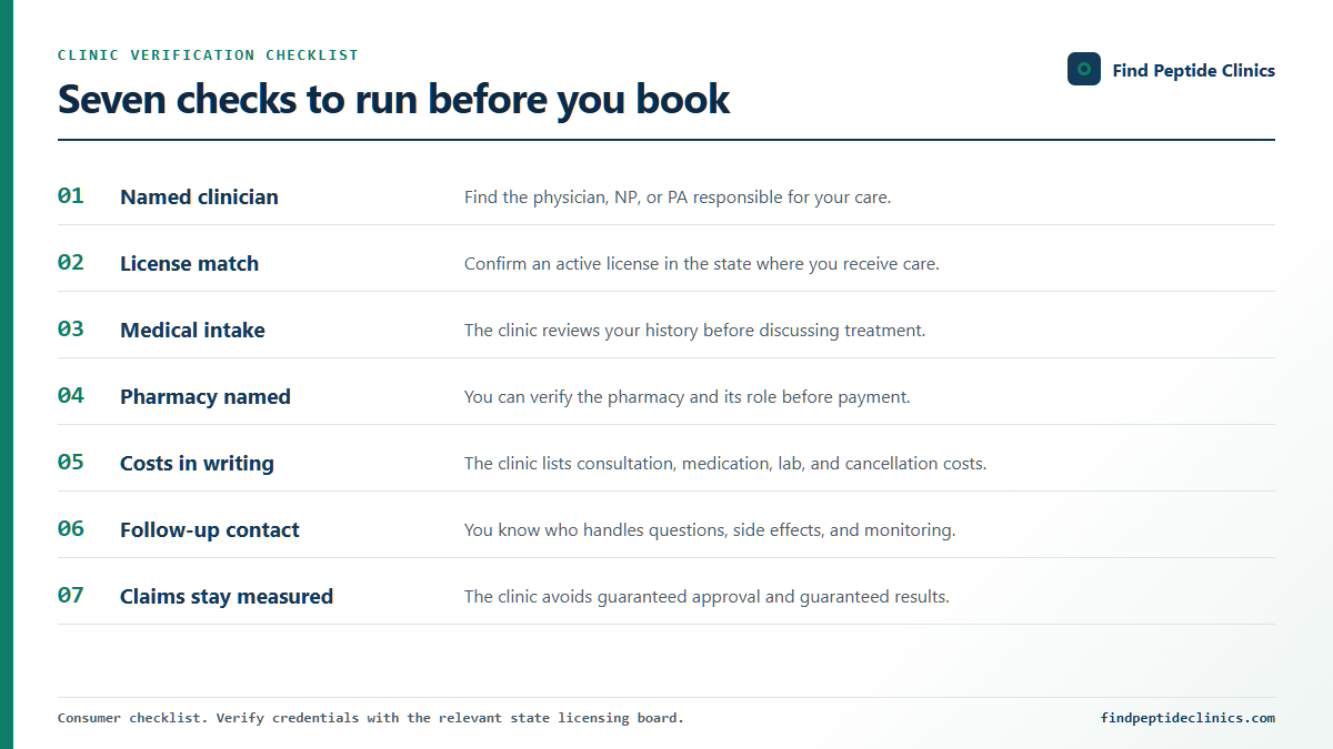 How to Check a Peptide Clinic Before You Book